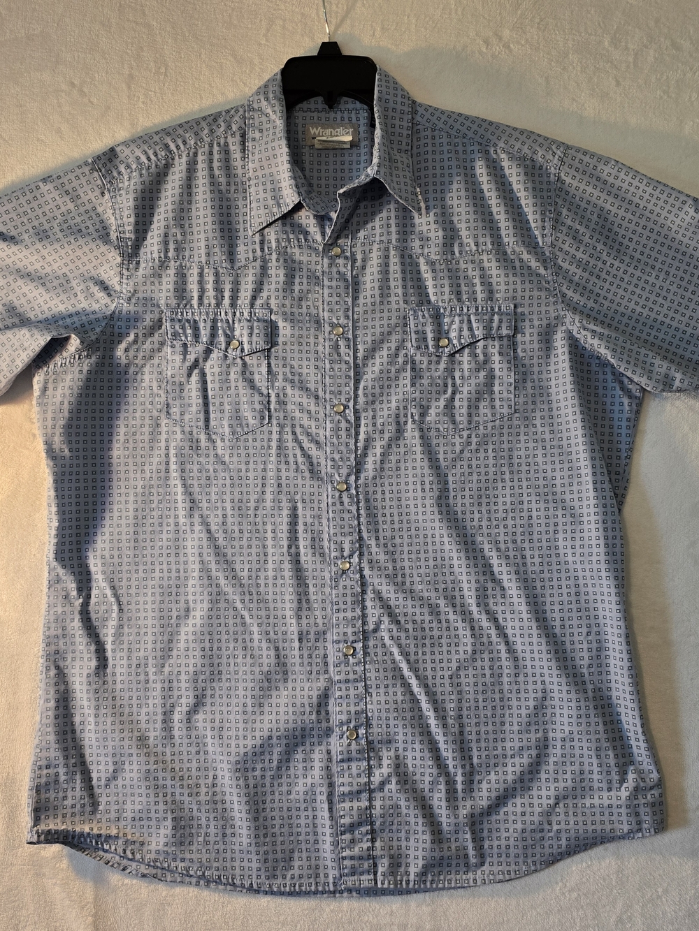 Vintage Wrangler Wrancher Pearl Snap Western Short Sleeve Shirt Size XLT